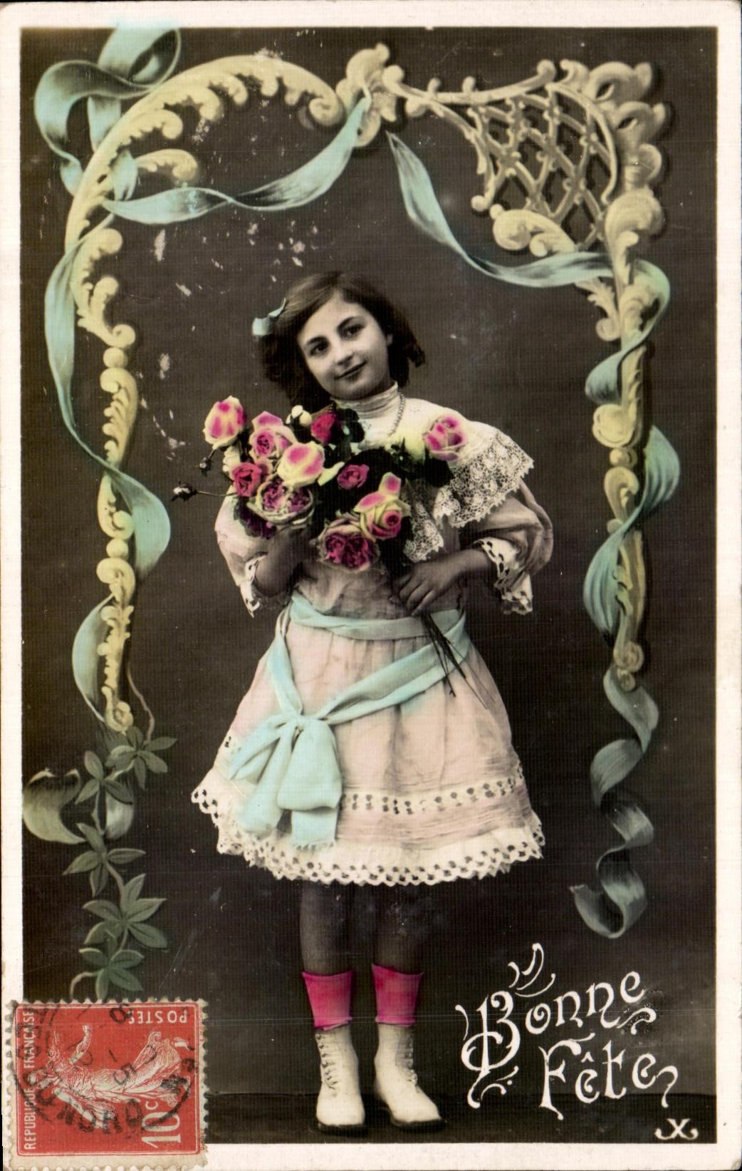 CPA Fantaisie Enfant Fille Bonne Fete