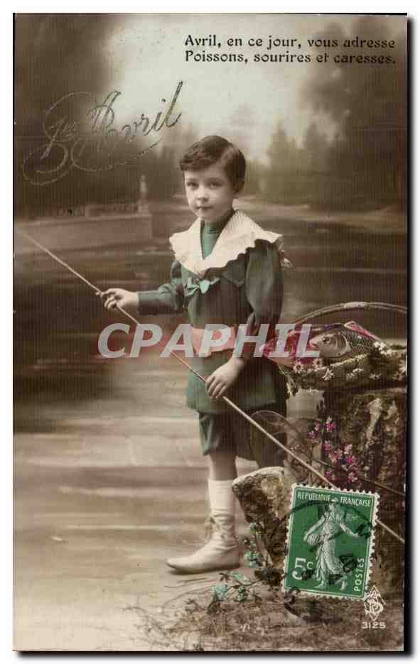 CPA Fantaisie Enfant Garcon Peche Poissons 
