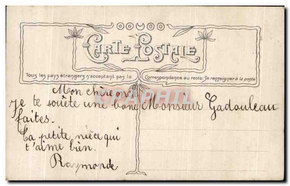 Trois jeunes filles avec des paniers — 1er Avril — Société Sireyac, n° 3447 — Verso