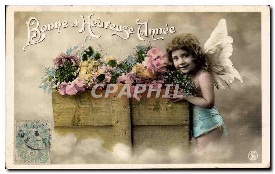 CPA Fantaisie Enfant Ange Bonne et Heureuse Annee