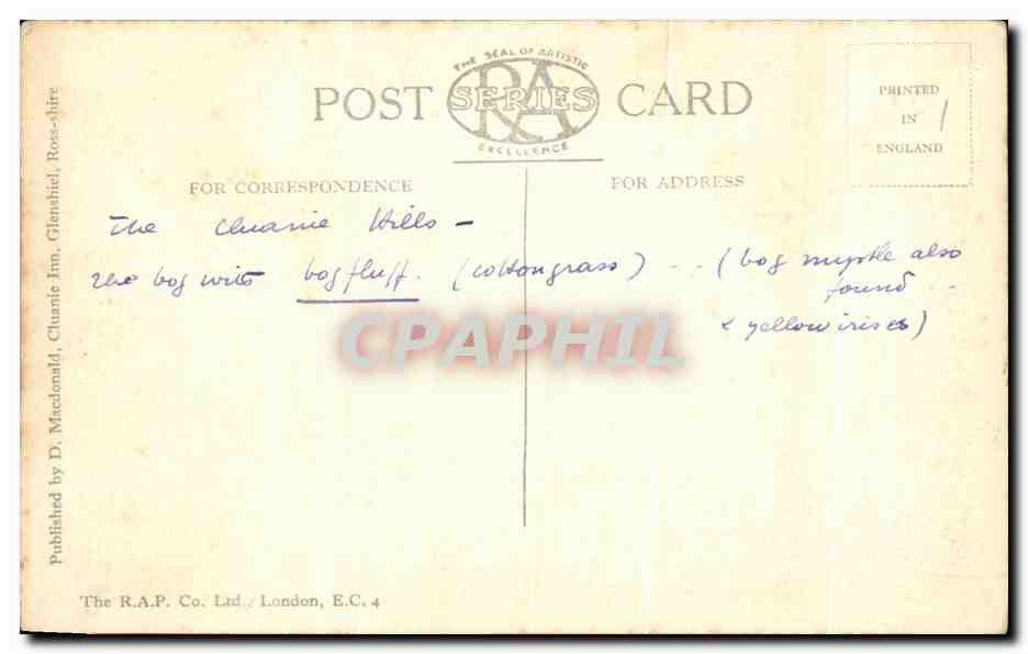CPA The Cluanie Hills Irlande  — Rückseite