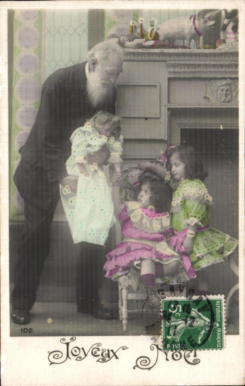 CPA Fantaisie Enfants Grand pere Joyeux Noel