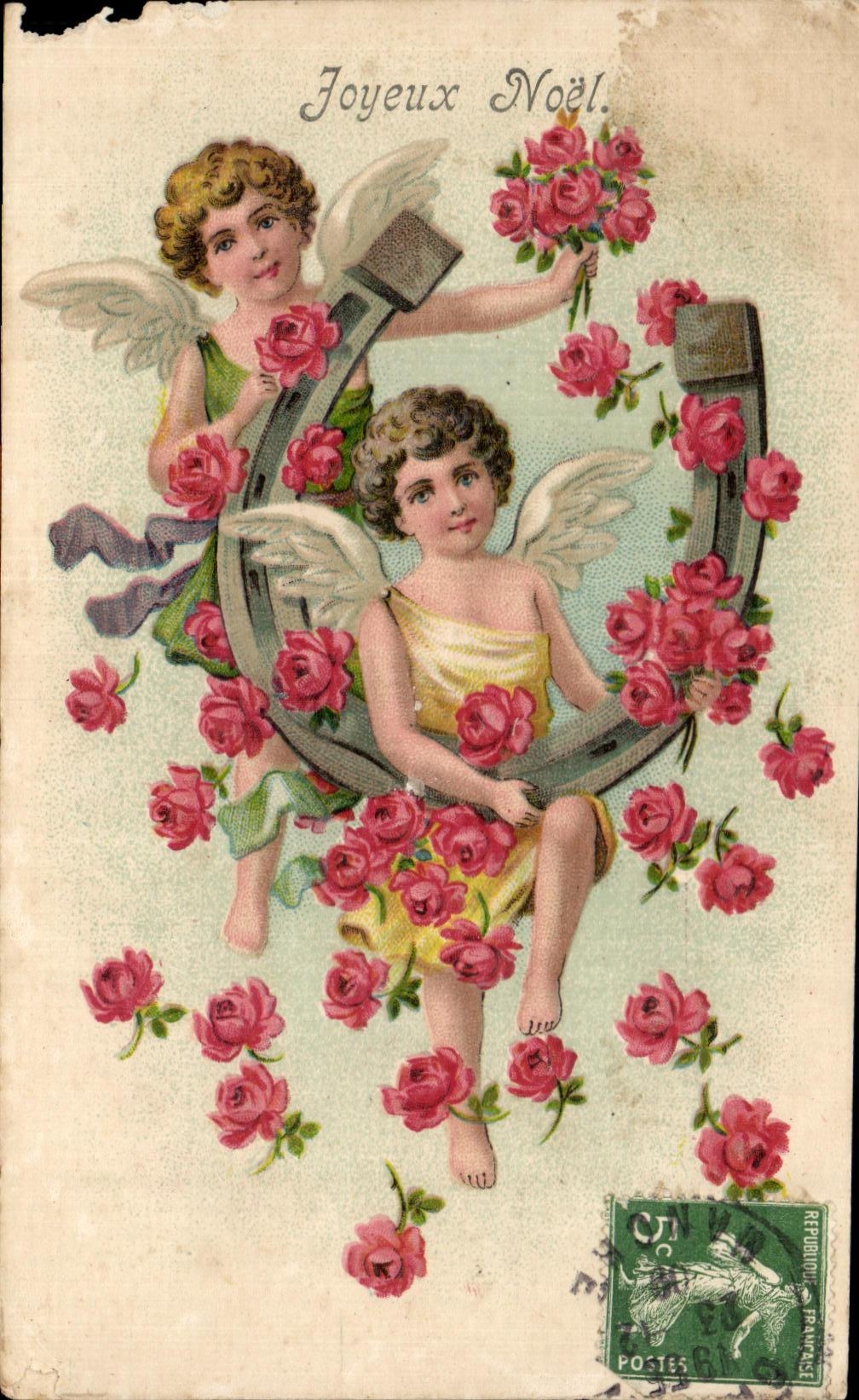 CPA Fantaisie Enfants Anges Joyeux Noel