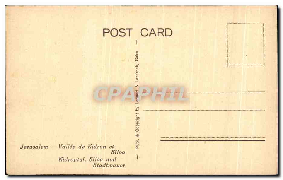 CPA Jerusalem Vallee De Kidron  — Rückseite