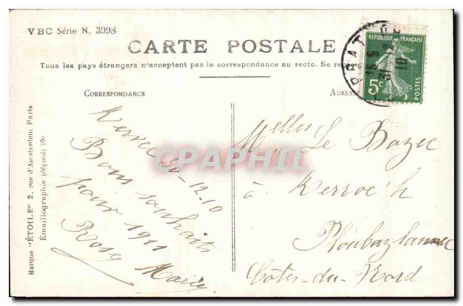 CPA Fantaisie Enfant Bonne Annee Avion  — Verso