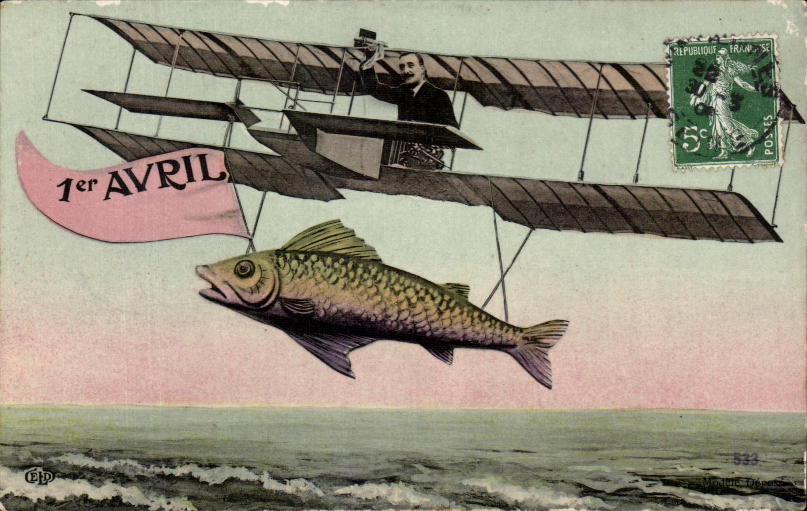 Aviateur et poisson — 1er AVRIL — CEP Montluçon Dépôt