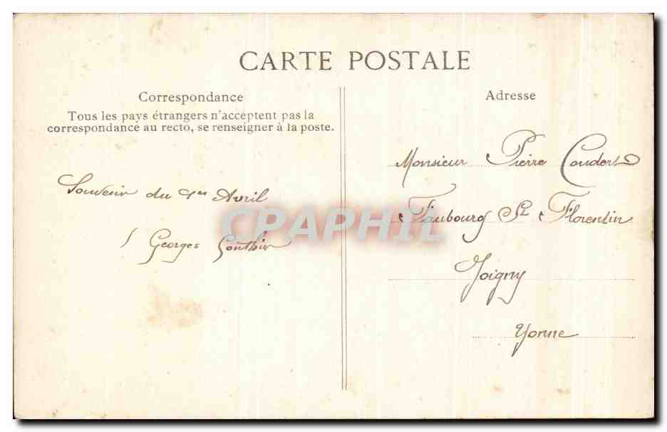 Aviateur et poisson — 1er AVRIL — CEP Montluçon Dépôt — Verso
