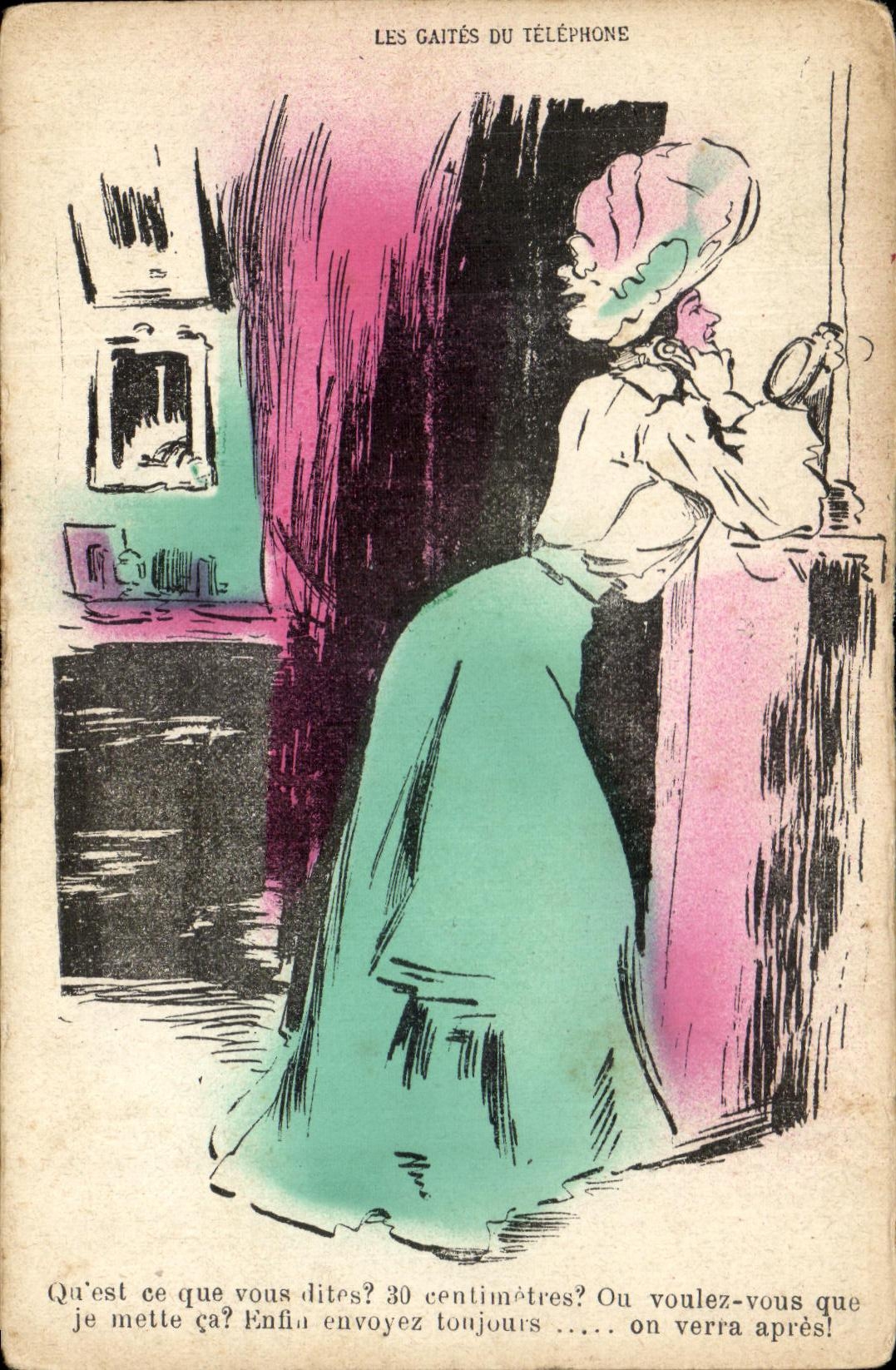 CPA Les Gaites Du Telephone Femme 