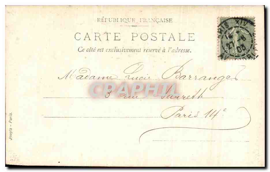 CARTE PHOTO Femme Coeur  — Rückseite