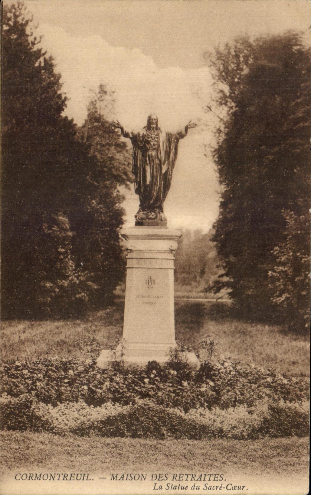 CPA Cormontreuil Maison Des Retraites La Statue Du Sacre coeur