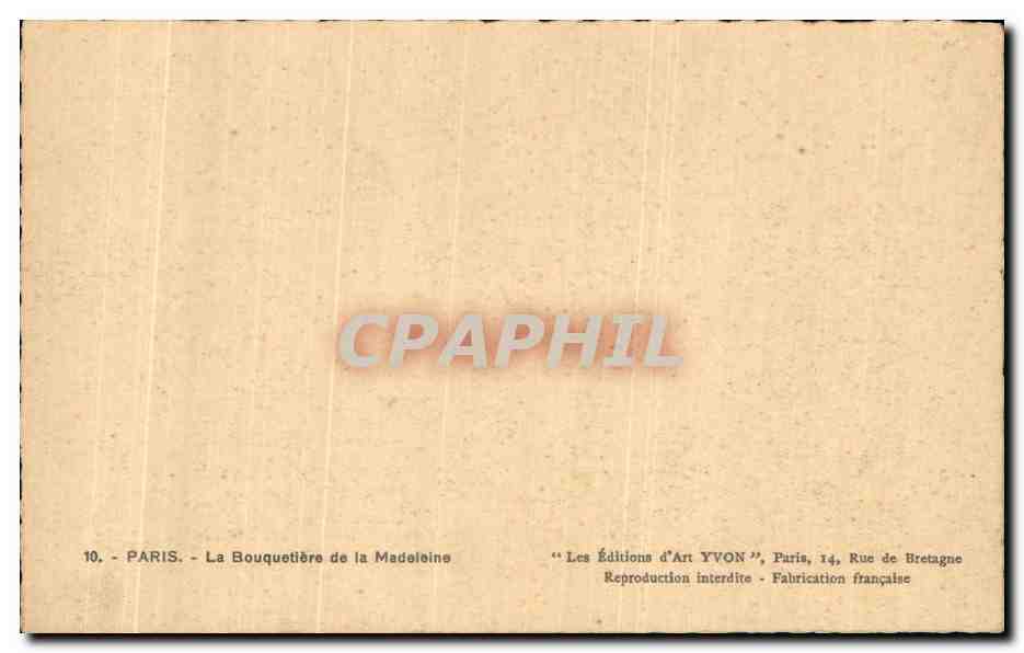CPA Paris La Bouquetiere De La Madeleine — Rückseite