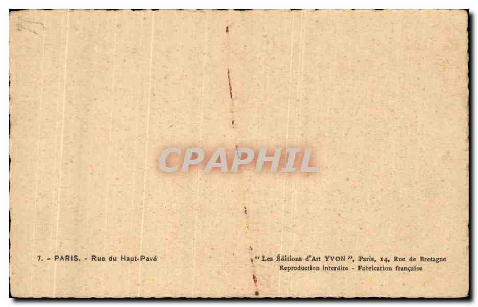 CPA Paris Rue Du Haut Pave Chevres  — Rückseite