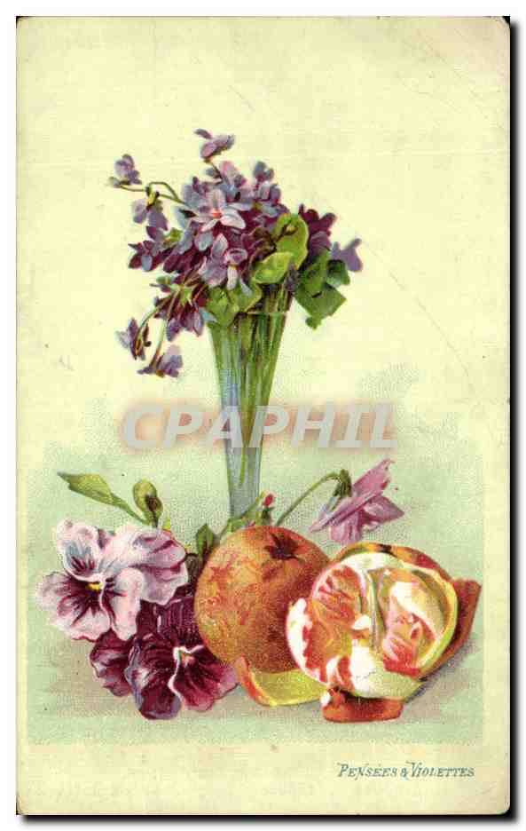 CPA Pensees Violettes Fantaisie Fleurs 