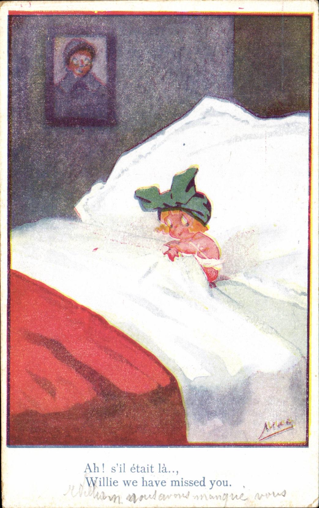 CPA Ah s'il etait la Willie we have missed you Enfant Humour Militaria 