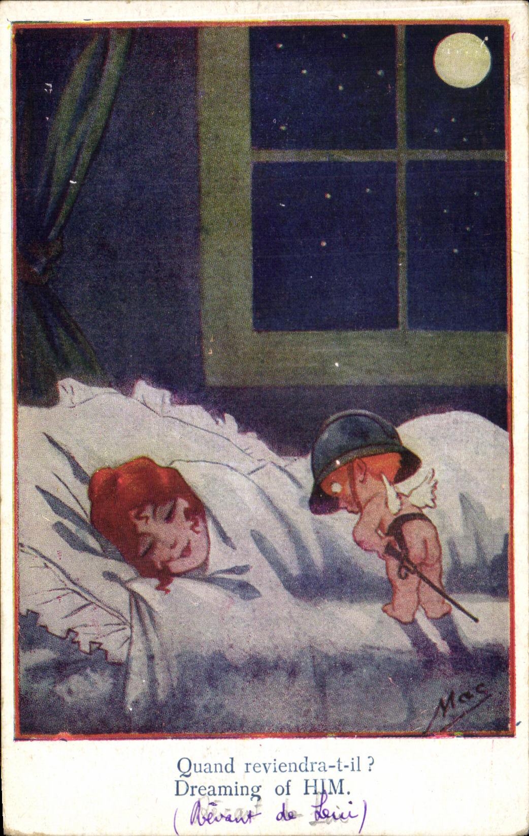 CPA Quand reviendra t il Dreaming of Him Militaria Ange 