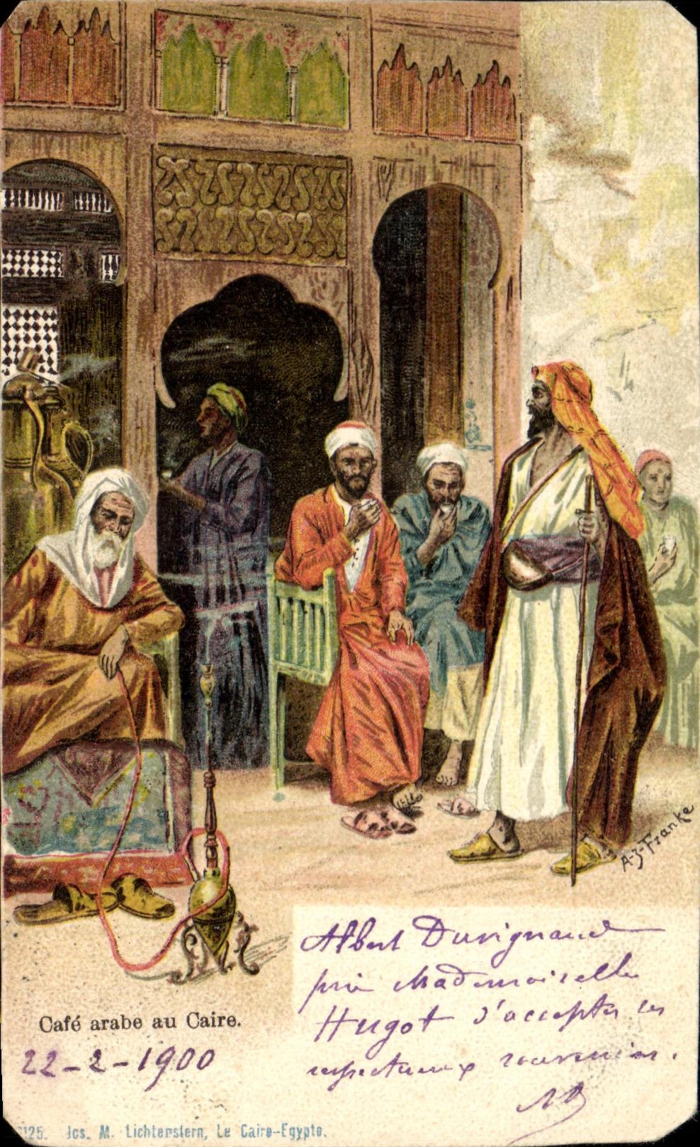 Café arabe au Caire — scène de café — Ics. M. Lichterstern, n°125