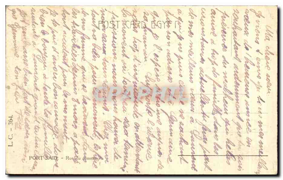 Port Said — Rue du commerce — Éditeur L.C. n°364 — Rückseite
