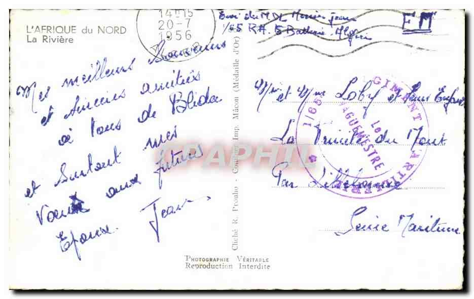 CPA L'Afrique Du Nord La Riviere Algerie — Rückseite