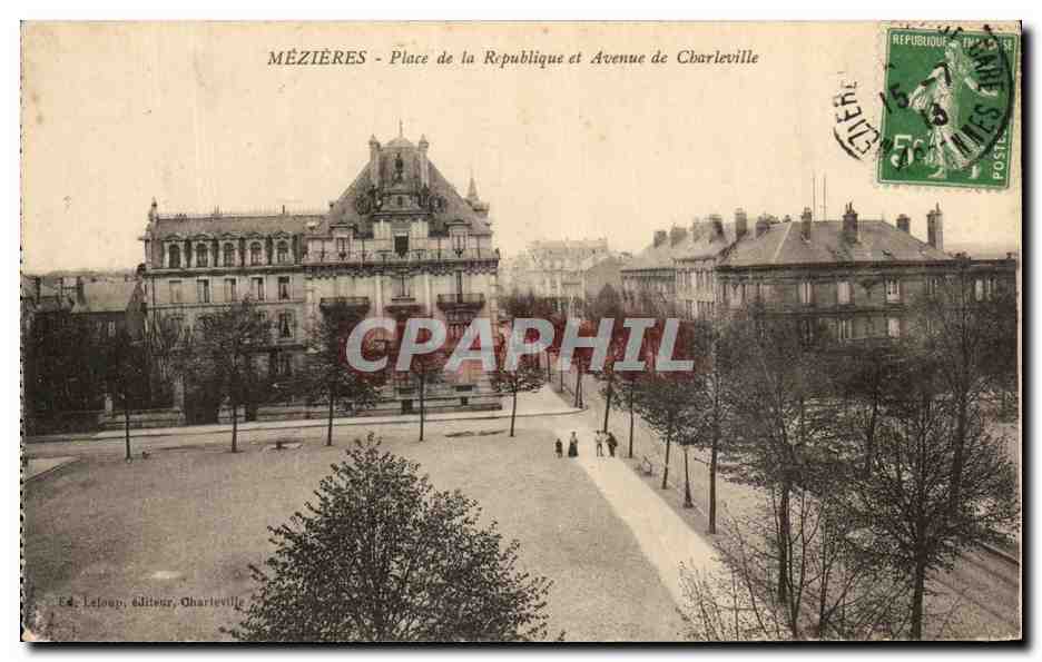 Mézières - Place de la République et Avenue de Charleville — Éd. Leloup, éditeur, Charleville