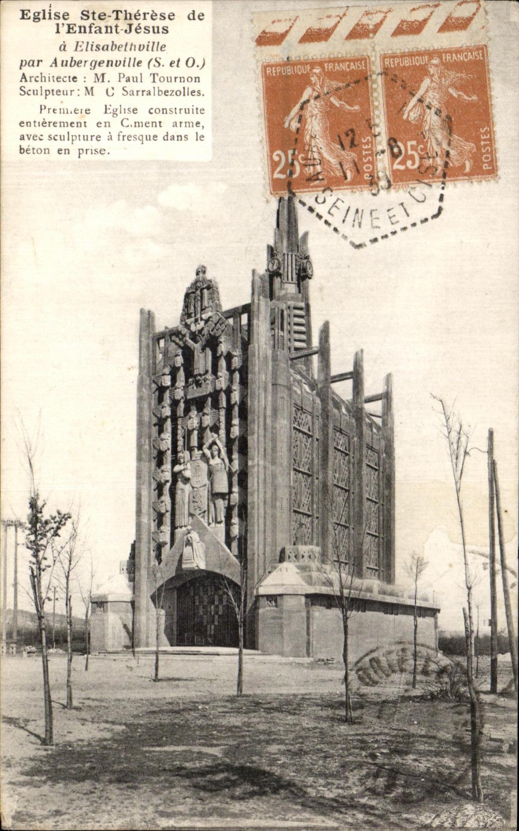 CPA Eglise Ste Therese De L'Enfant Jesus A Elisabethville Par Aubergenville
