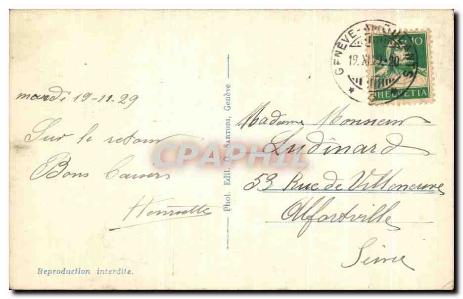 CPA Geneve La Rade Et Le Mont Blanc  — Rückseite