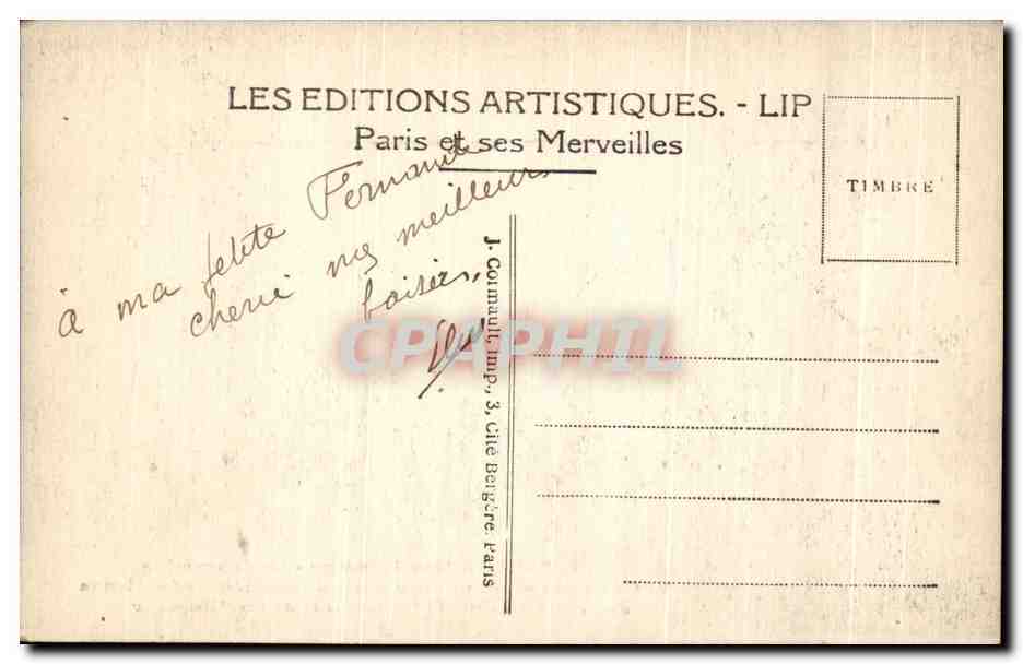 CPA Paris Parc Monceau La Naumachie Vaste Bassin Ovale Entoure d'Une Colonnade — Verso