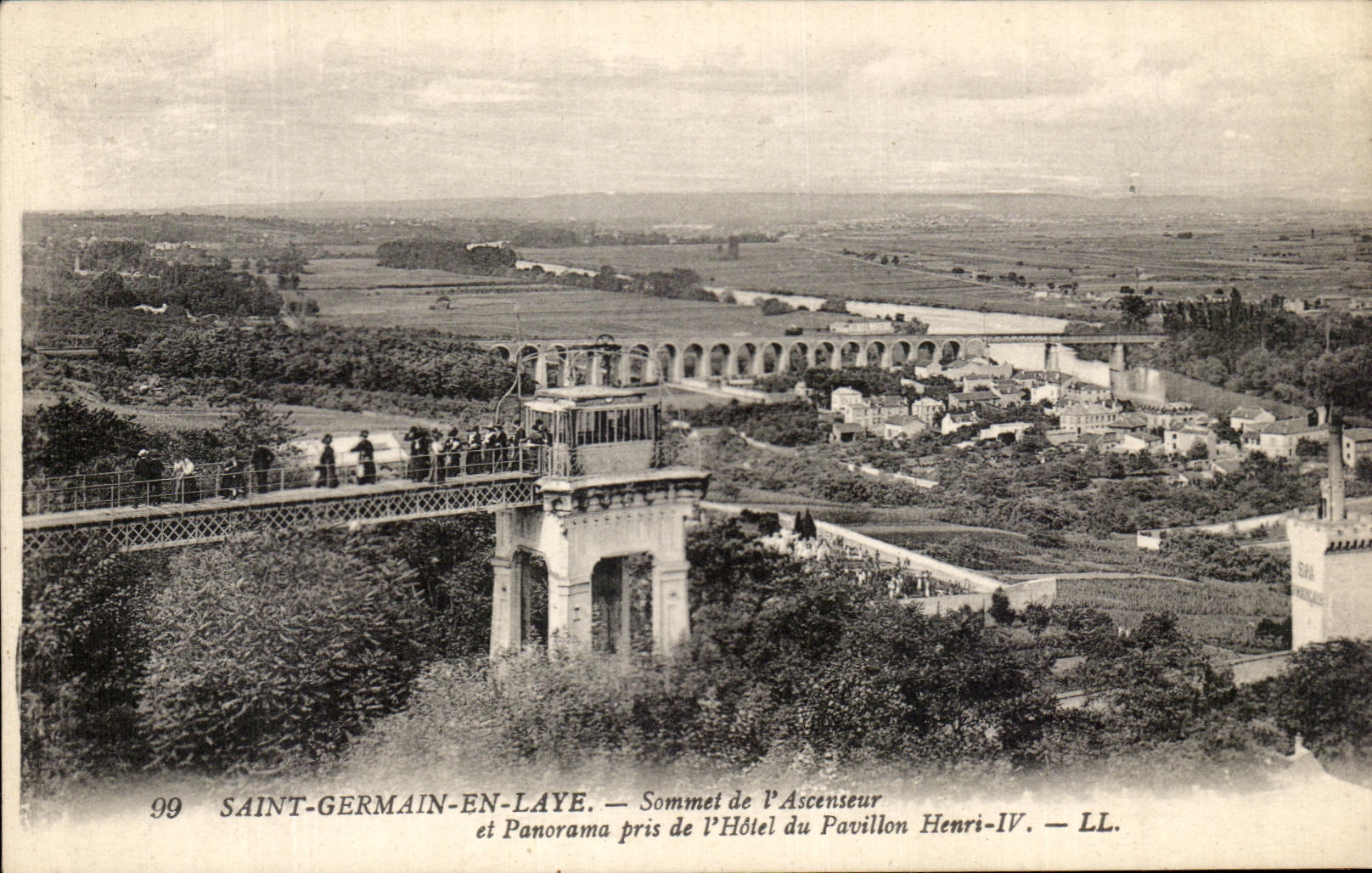 CPA Saint Germain En Laye Sommet De l'Ascenseur Et Panorama Pris De l'Hotel Du Pavillon Henri IV