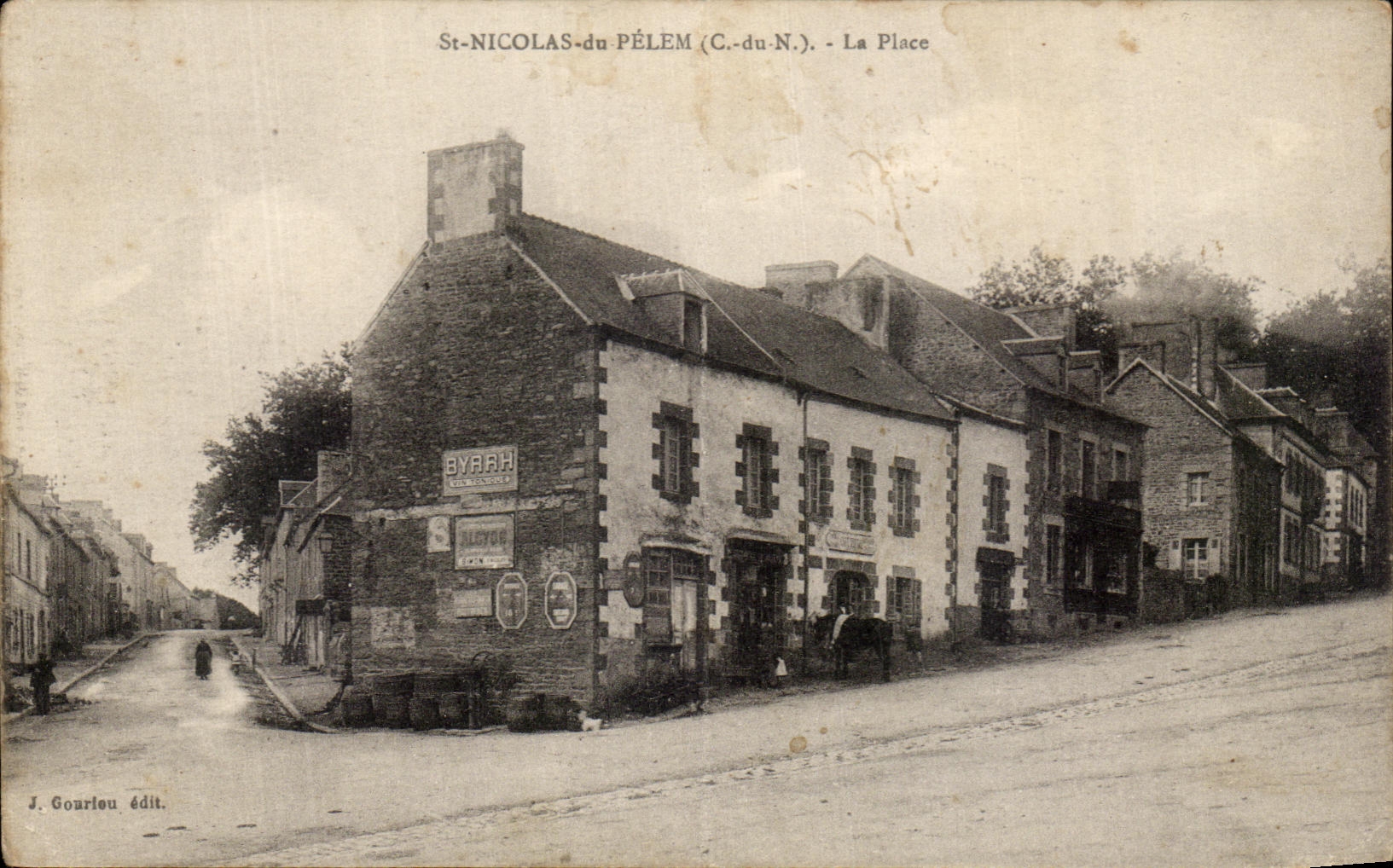 Antike Ansichtskarte St Nicolas Du Pelem Der Platz
