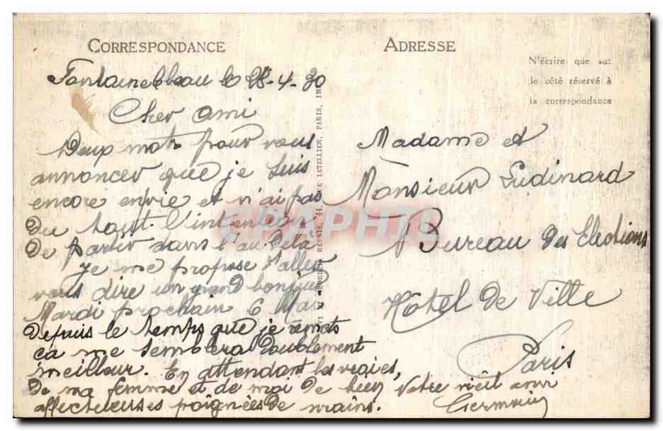 Fontainebleau — La Forêt — Sortie de la Caverne des Brigands — N° 424 — Verso