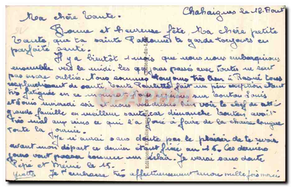 CPA Chahaignes Caves Pichon Habitations En Roc — Rückseite