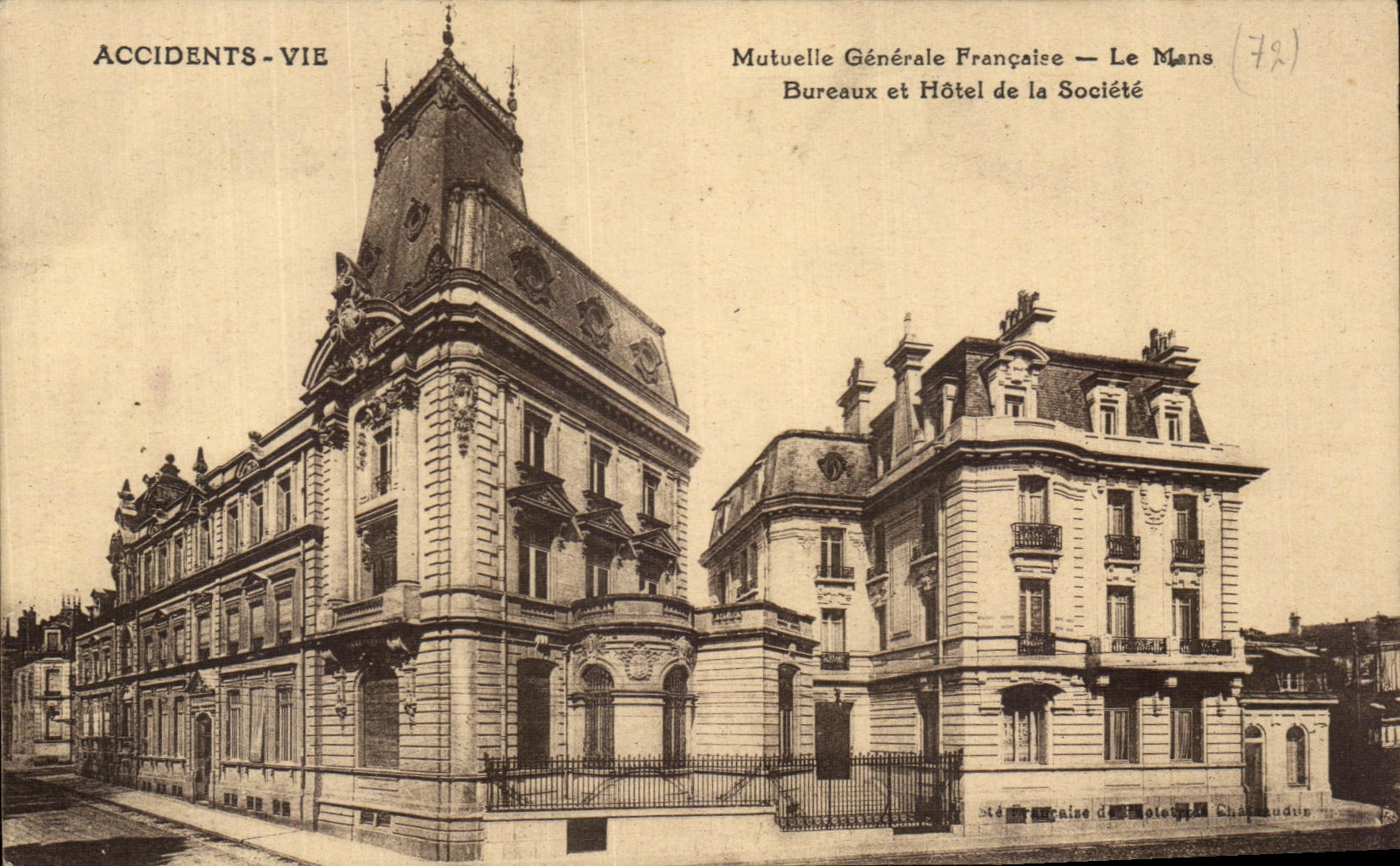 CPA Accidents Vie Mutuelle Generale Francaise Le Mans Bureaux et Hotel de la Soclete