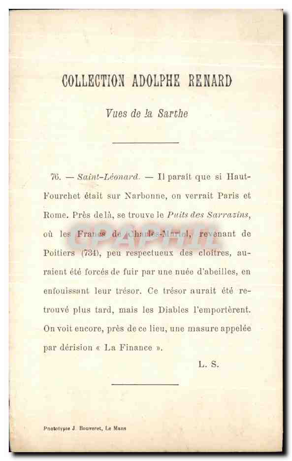 CPA St Leonard des Bois Saint Leonard Berger et moutons  — Rückseite