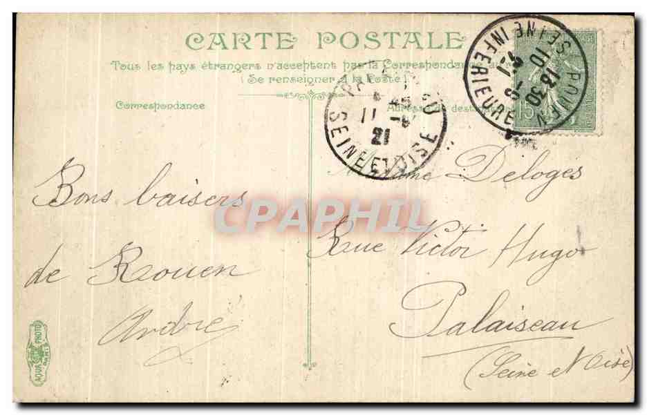 CPA Rouen la Grosse Horloge — Verso