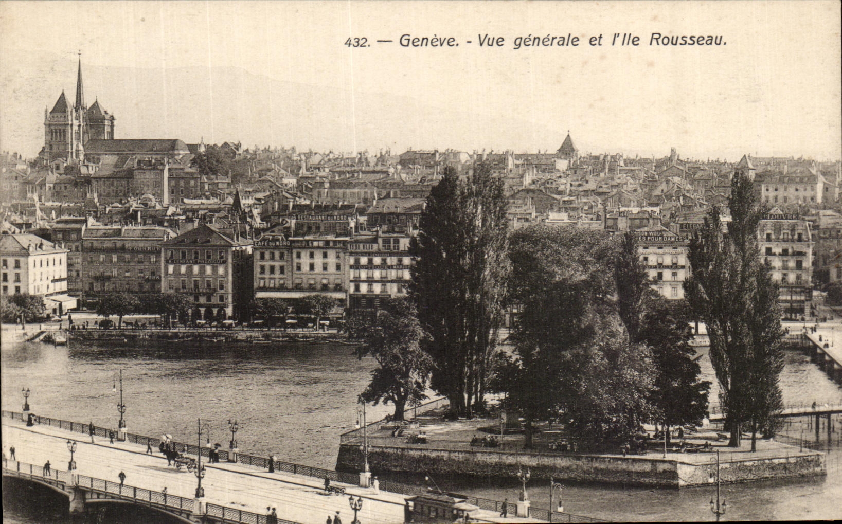CPA Geneve Vue Generale Et I'lle Rousseau