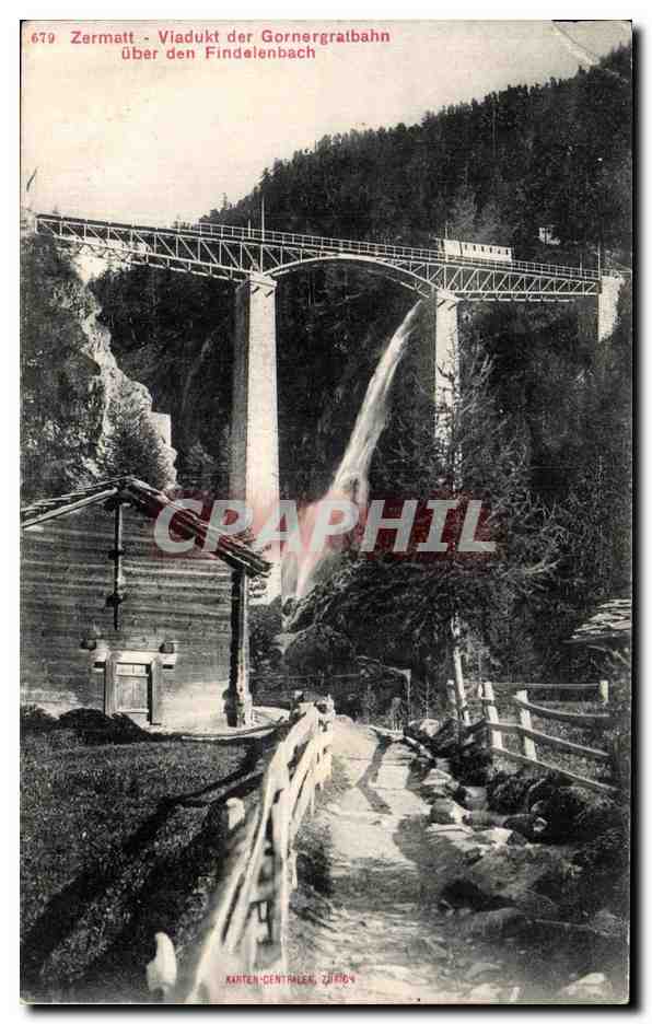 CPA Zermatt Viadukt Des Gornergratbahn uber Den Findelenbach