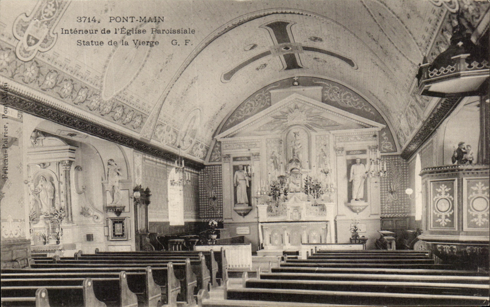 CPA Pont Main Interieur De l'Eglise Paroissiale Statue De La Vierge
