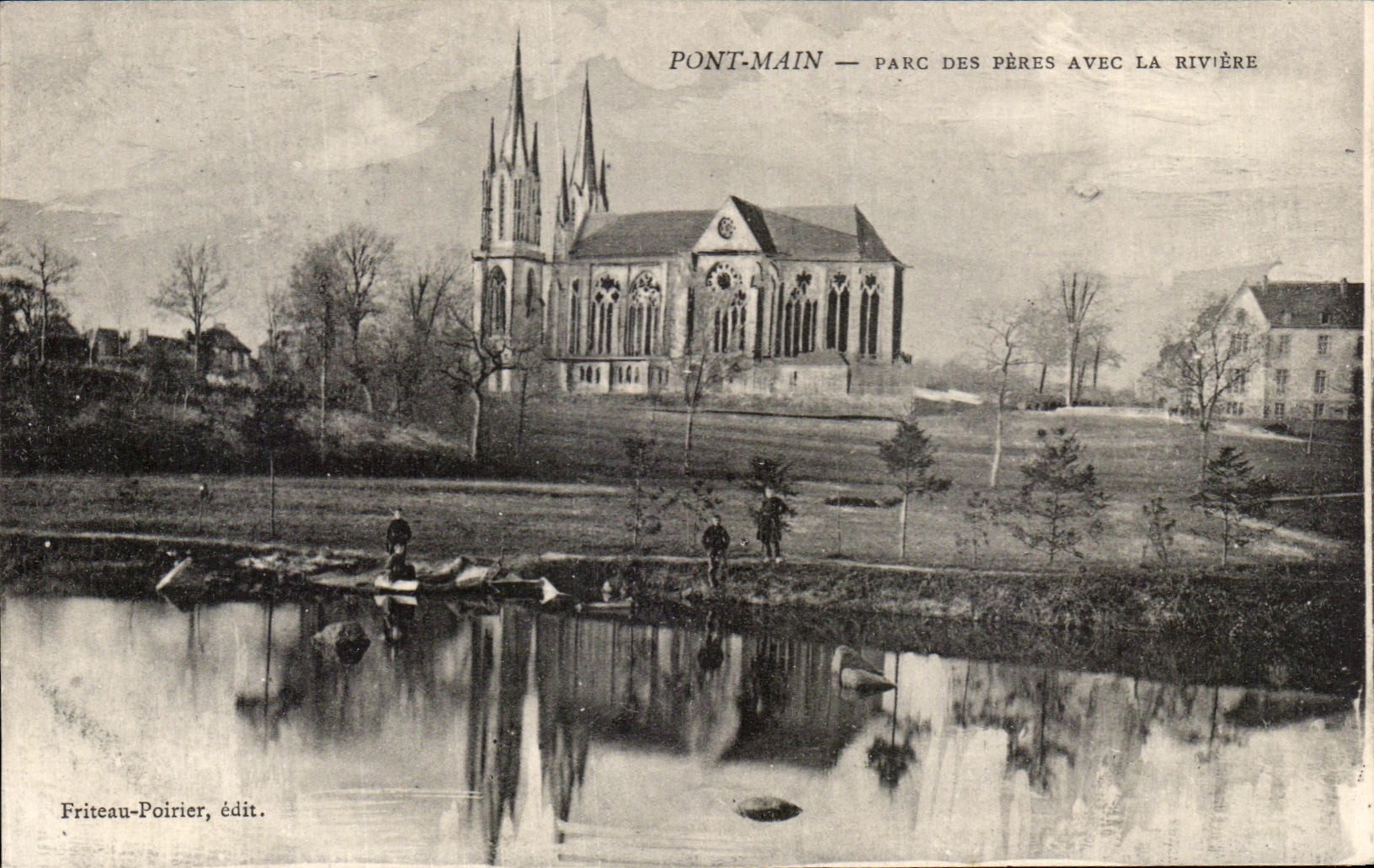 Pont-main — Parc des Pères avec la rivière — Friteau-Poirier, édit.