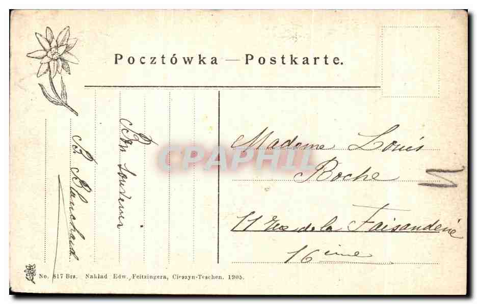 CPA Tatra Piec Stawow Polskich Wielki Staw Pologne — Verso