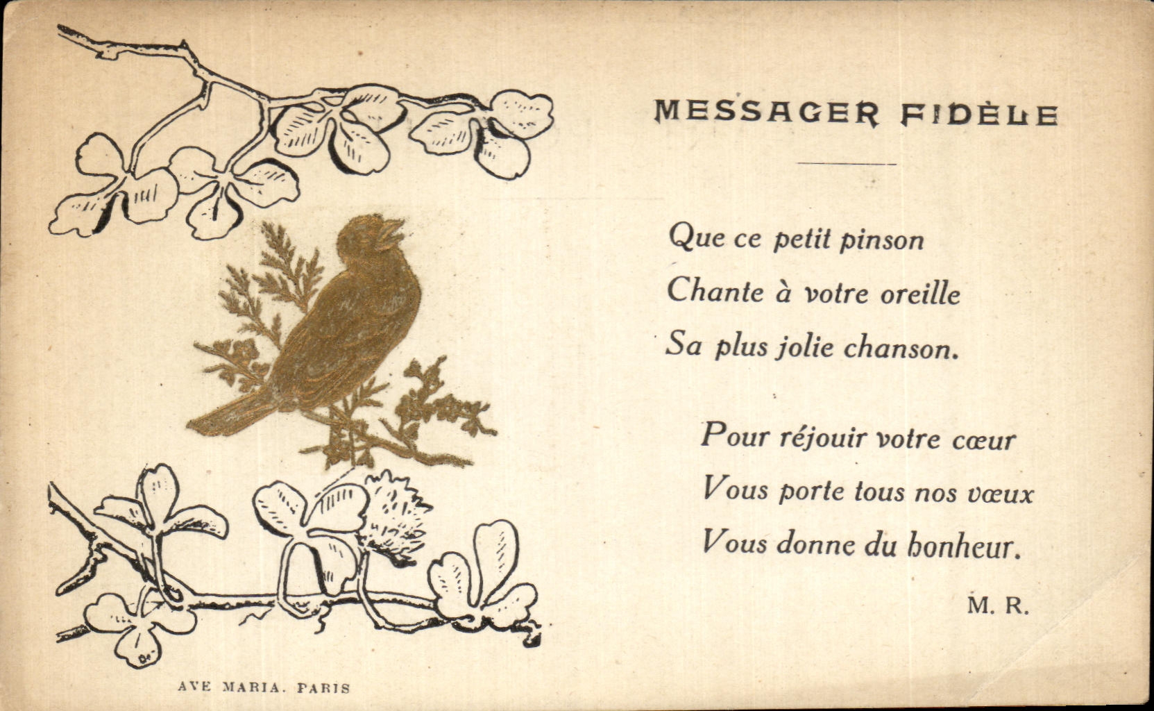 CPA Messager Fidele Que Ce Prtit Pinson Chante a Votre Oreille Oiseau