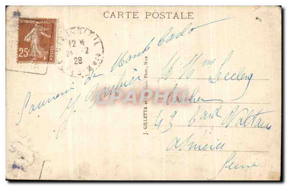 CPA Monaco La Ville et le Rocher — Rückseite