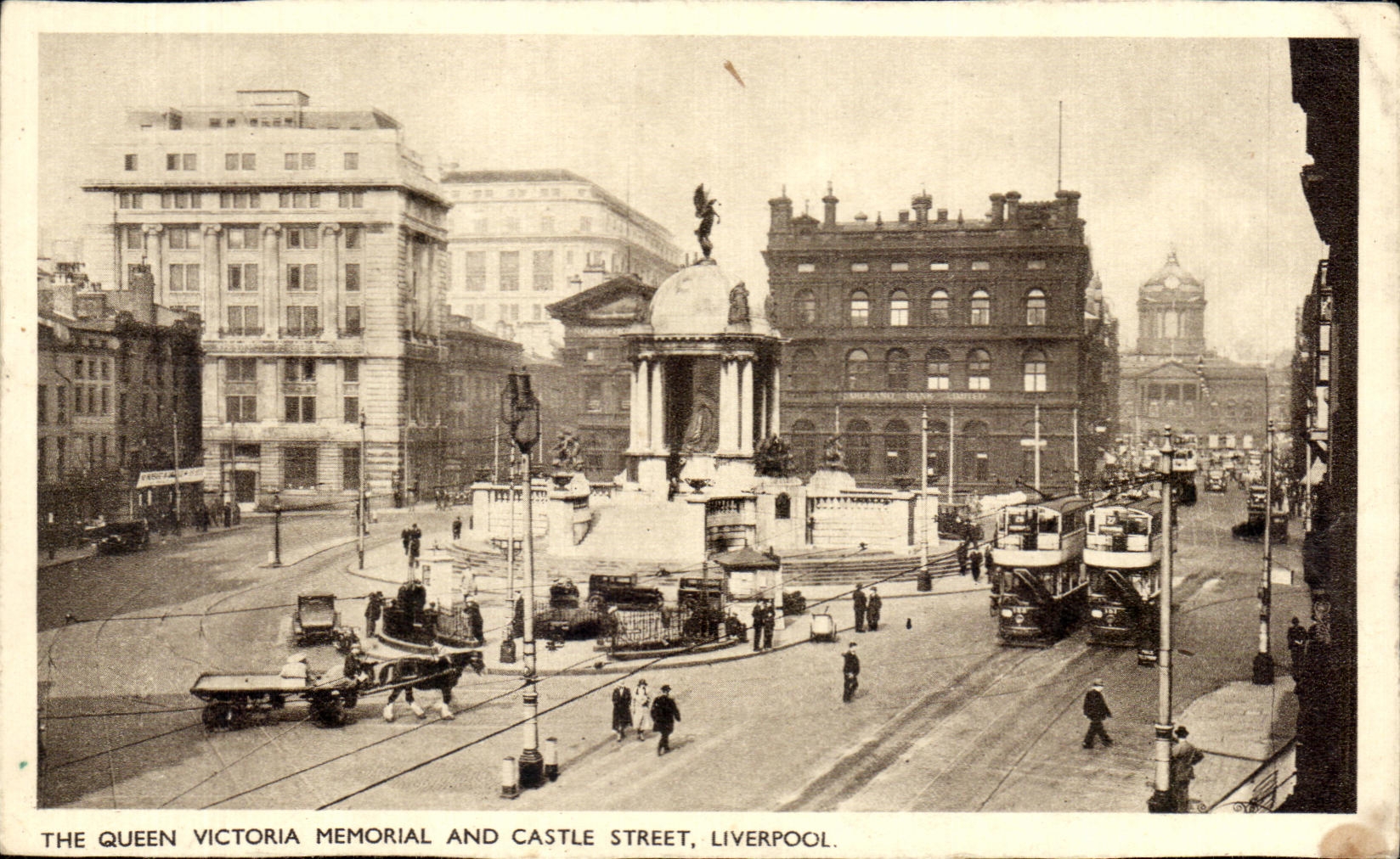 CPA The Queen Victoria Memorial and Castle Street Liverpool