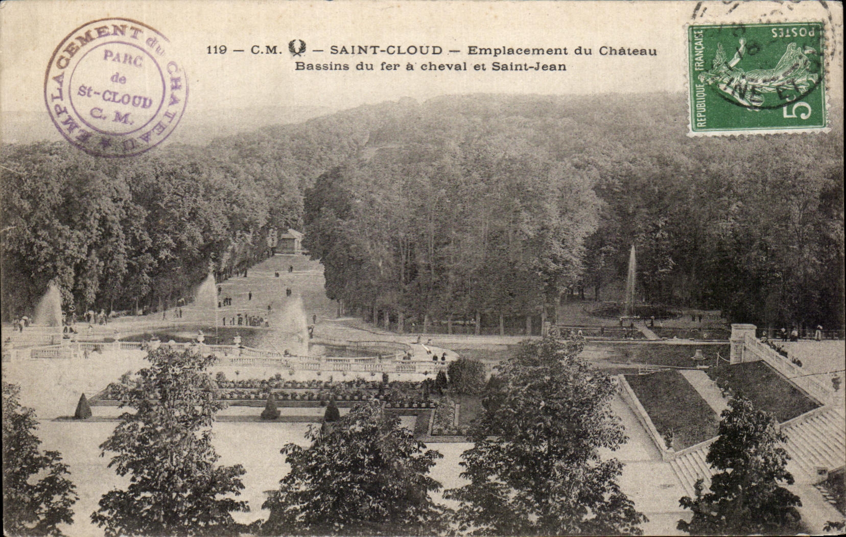 CPA Saint Cloud Emplacement du Chateau Bassins du fer a cheval et Saint Jean