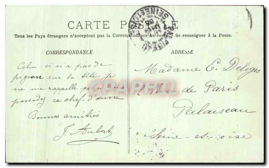 CPA Paris Le Monument de Guy de Maupassant — Rückseite