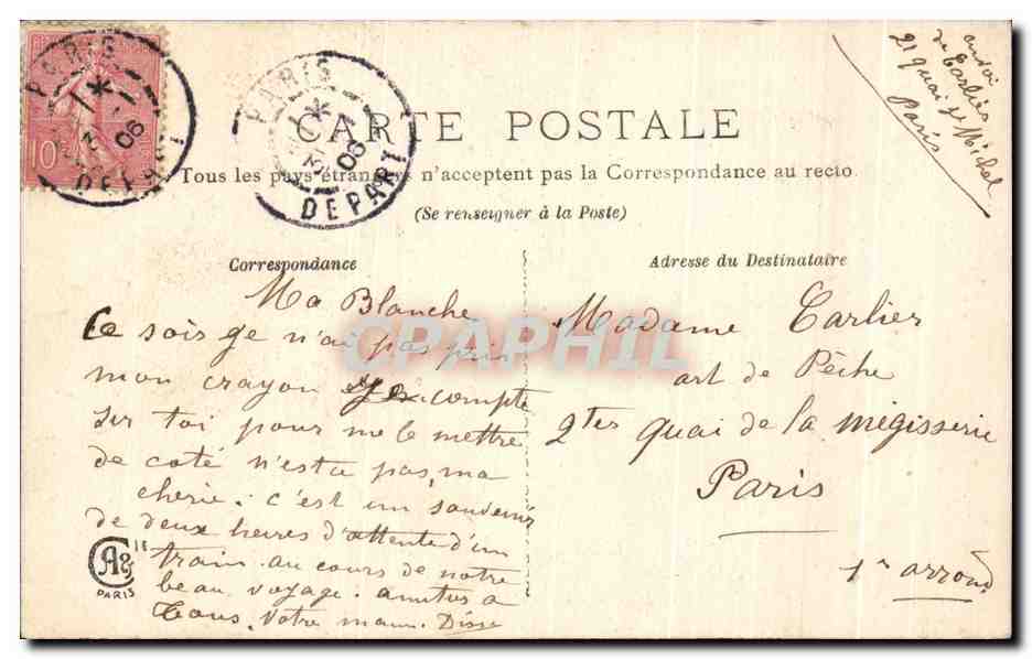 CPA Fantaisie Femme Peche Poissons  — Verso
