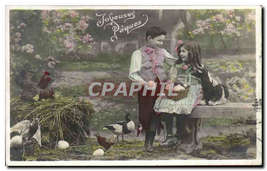 CPA Fantaisie Enfants Paques Chevre