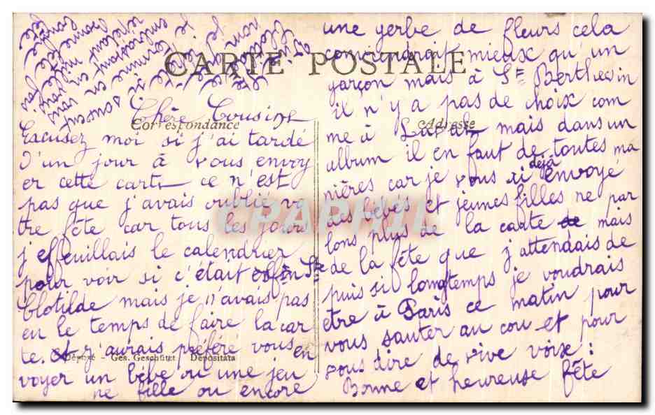 CPA Fantaisie Homme Fleurs  — Back