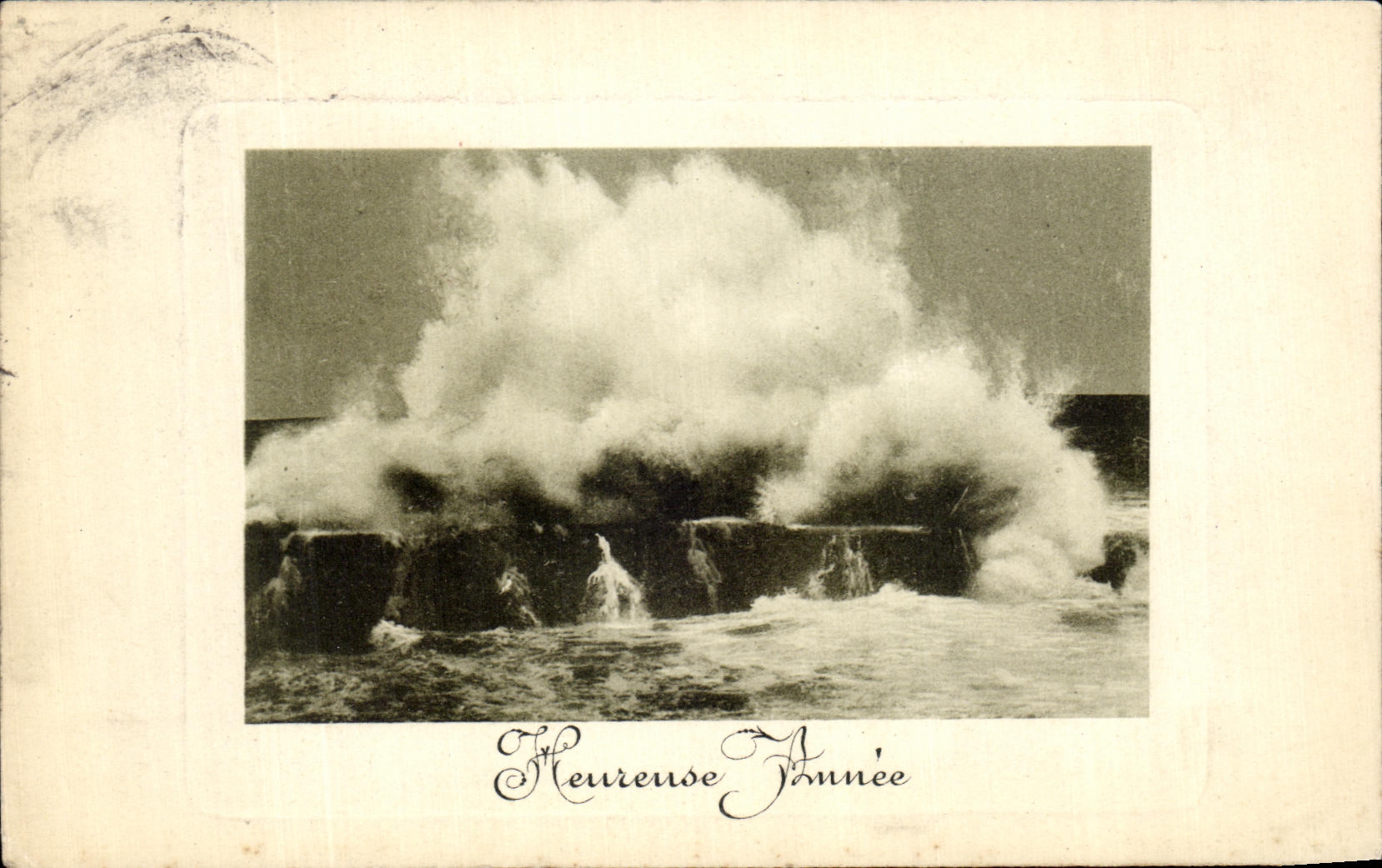 CPA Fantaisie Heureuse annee Vagues 