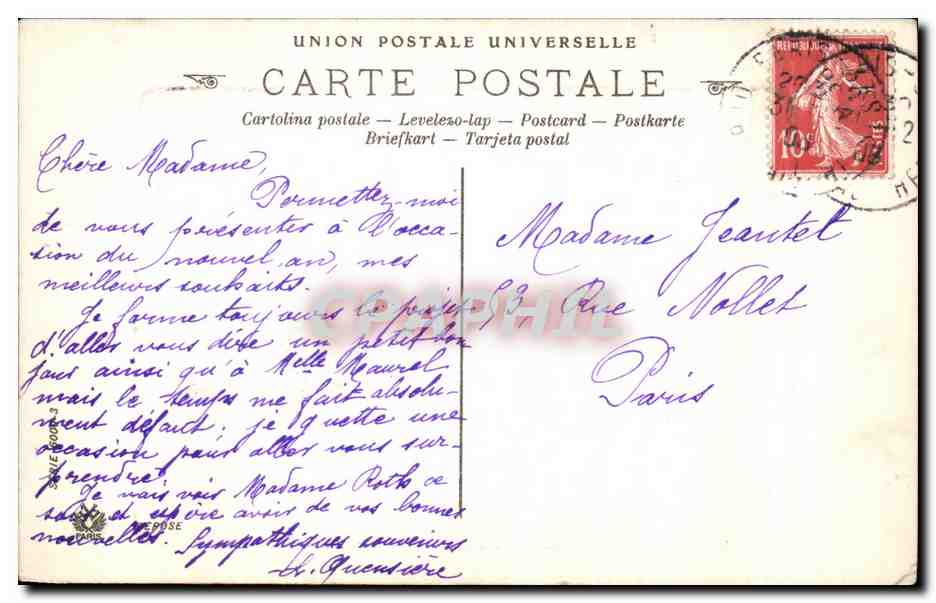 CPA Fantaisie Heureuse annee Vagues  — Rückseite