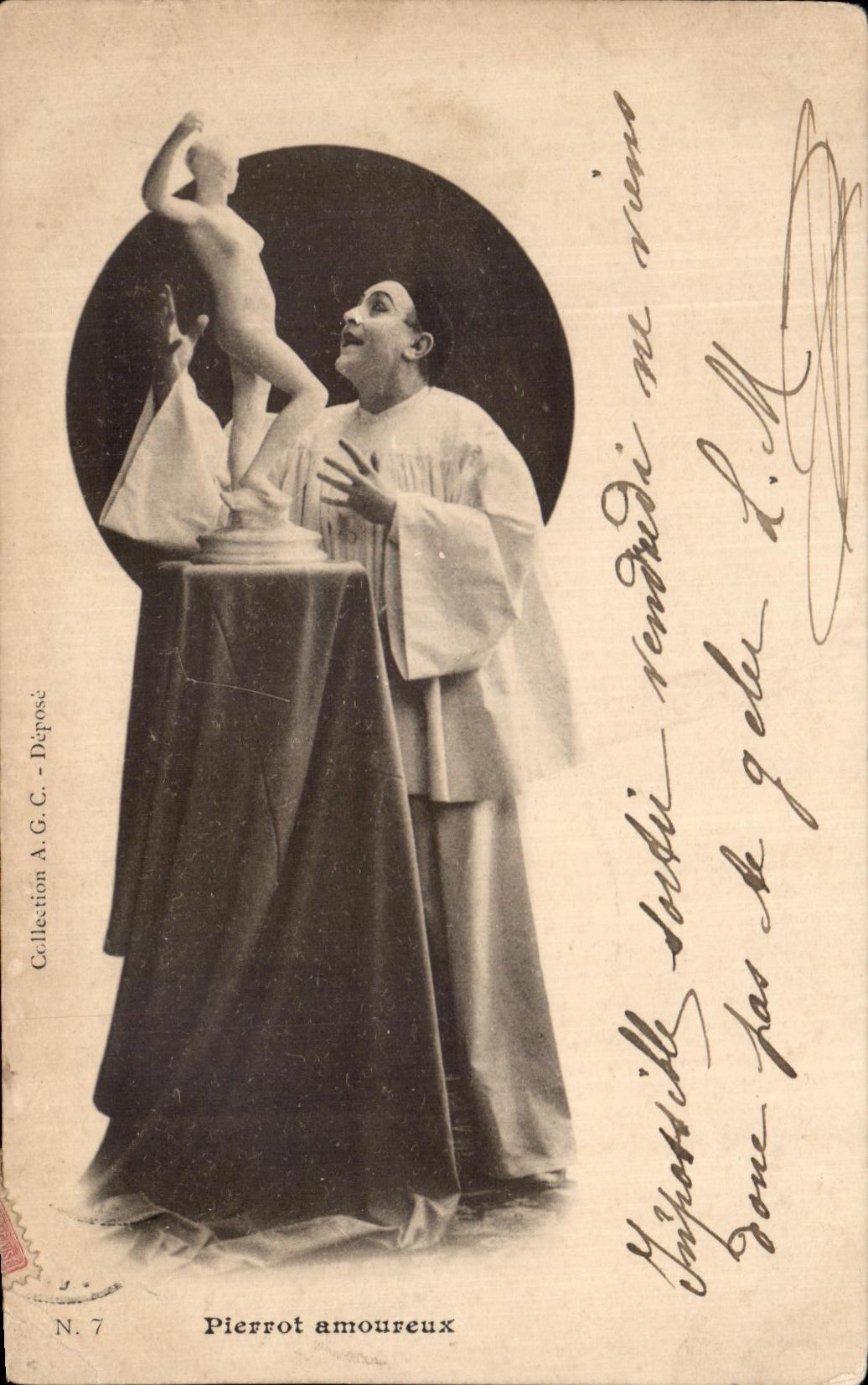 CPA Fantaisie Pierrot amoureux 