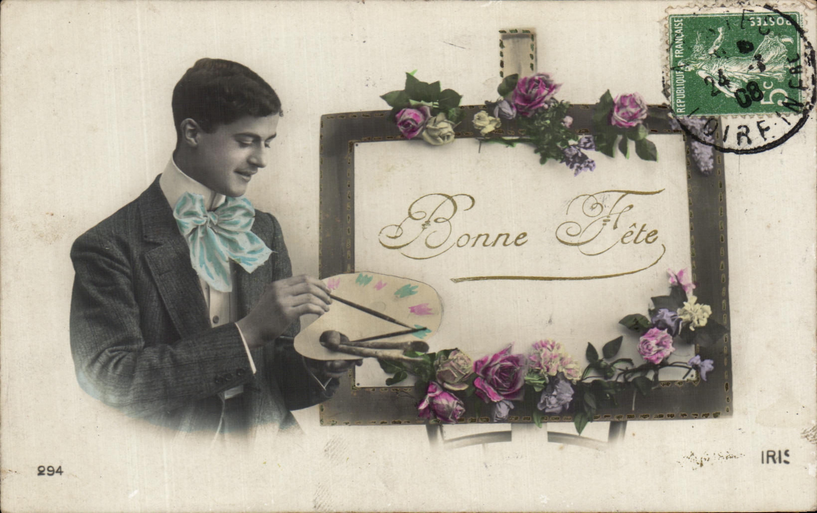 CPA Fantaisie Homme peintre 
